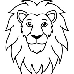 A lion with an awkward smile line art vector illustration 