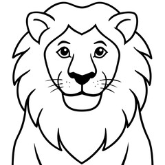 A lion with an awkward smile line art vector illustration 