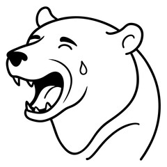 A bear laughing with tears streaming down it's face  line art vector illustration 