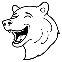 A bear laughing with tears streaming down it's face  line art vector illustration 