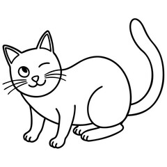 A cat rolling it's eyes dramatically line art vector illustration 