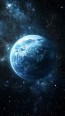 Fototapeta premium Blue planet, space, nebula, stars