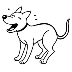 A dog laughing so hard it falls over line art vector illustration 