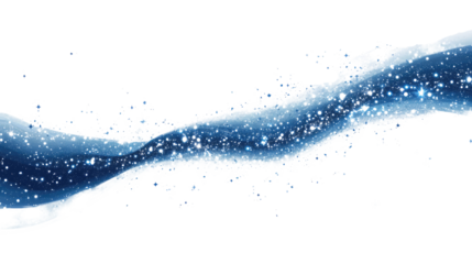 Swirling blue and white abstract design with shimmering stars and a cosmic feel