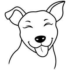 A dog winking with one eyebrow raised line art vector illustration 