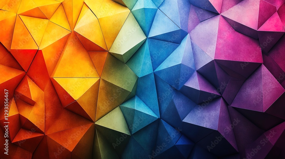 Poster randomized layout of colorful polygons, giving a playful and modern abstract look