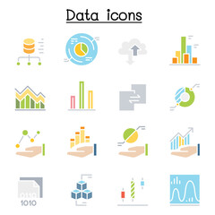 Data diagram, Graph, Infographic icon set in thin line style