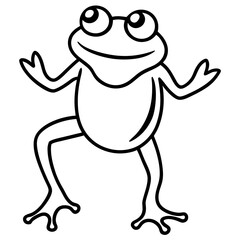 A frog making a sassy whatever expression line art vector illustration 