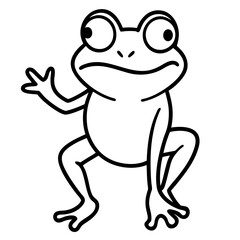 A frog making a sassy whatever expression line art vector illustration 