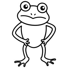 A frog making a sassy whatever expression line art vector illustration 
