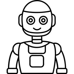 A futuristic AI powered tutor robot line art vector illustration 