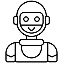 A futuristic AI powered tutor robot line art vector illustration 