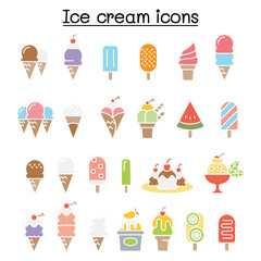 Ice cream icon set in thin line style