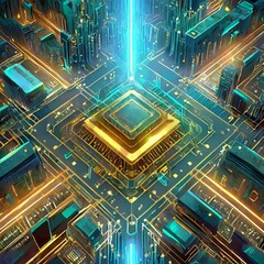Obraz premium digital and abstract vision of the city space of the future