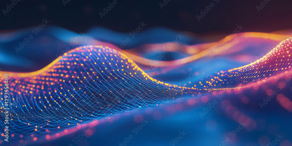 Aufkleber a mesmerizing abstract background featuring pulsating layers of neon energy weaving through a futuri