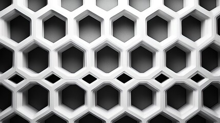 Fototapeta premium Minimalist black-and-white geometric grid with repeating hexagonal shapes, modern and clean 