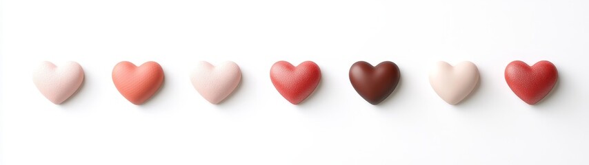 Obraz premium Assorted Colorful Heart Shapes Displayed on White Background
