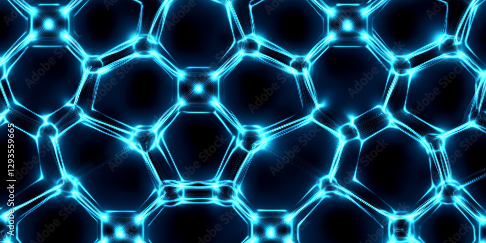 Poster a futuristic abstract background featuring a seamless network of glowing geometric shapes, interconn