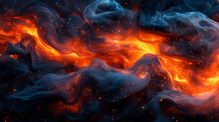 Fototapeta premium Brilliant Fire Stream, Flowing Flames, Abstract Cosmic Blaze