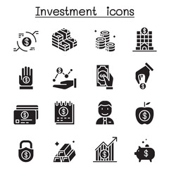 Investment icon set in thin line style