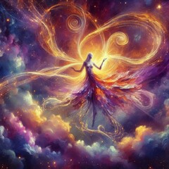 Obraz premium Golden Threads of Cosmic Energy