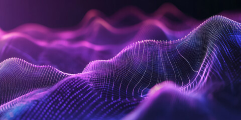 Fototapeta premium A high-tech abstract background with an intricate network of glowing energy waves, smoothly undulating in a mesmerizing digital sequence. The futuristic neon flow creates a sleek and immersive modern