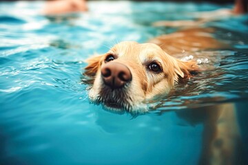 A dog swimming in the sea