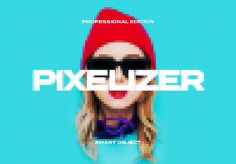Pixel Art Pixelizer Pixelate Photo Effect Paper Texture Template Mockup Overlay Style