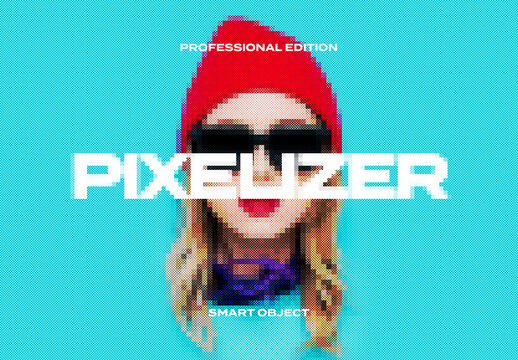 Pixel Art Pixelizer Pixelate Photo Effect Paper Texture Template Mockup Overlay Style