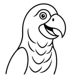  A parrot mimicking an exaggerated human smile line art vector illustration 