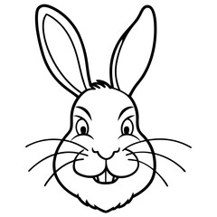 A rabbit pulling a face line art vector illustration 