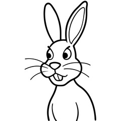 A rabbit pulling a face line art vector illustration 