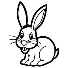 Obraz premium A rabbit pulling a face line art vector illustration 