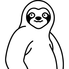 A sloth raising an eyebrow in confusion line art vector illustration 