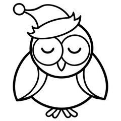 A sleepy ow wearing a tiny nightcap line art vector illustration 