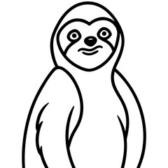 A sloth raising an eyebrow in confusion line art vector illustration 