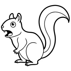 A squirrel looking shocked with it's mouth wide open line art vector illustration 