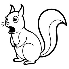 A squirrel looking shocked with it's mouth wide open line art vector illustration 