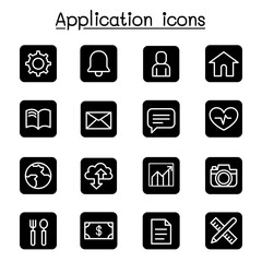 Application icon set in thin line style