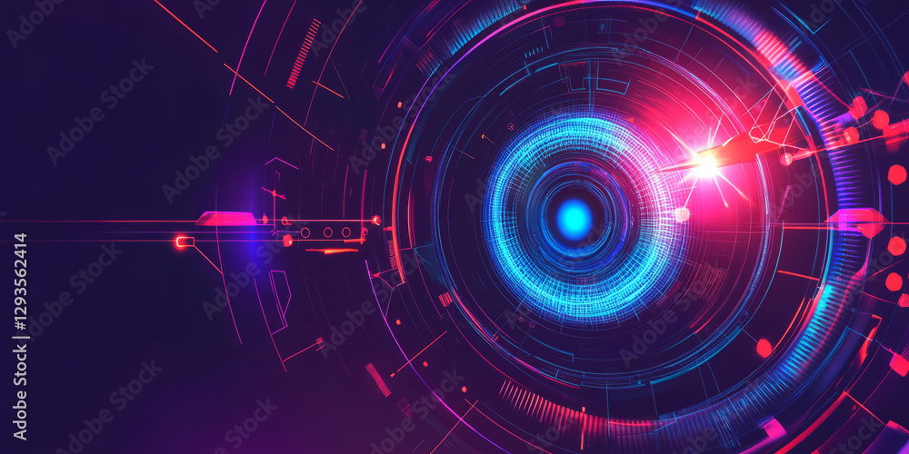 Poster a futuristic ai-powered real-time cybersecurity monitoring system, featuring glowing cybernetic thre