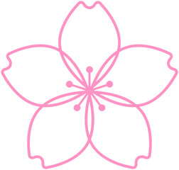 シンプルな桜のイラスト素材-線画-