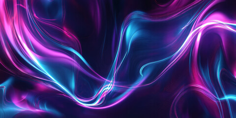 Fototapeta premium A futuristic abstract background featuring infinite, swirling neon waves, softly shifting in a cybernetic motion. The seamless fluid energy and glowing digital aesthetics create an elegant, immersive