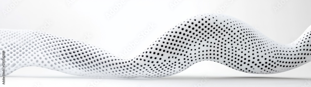 Poster abstract wave shape with black dots on a smooth white surface
