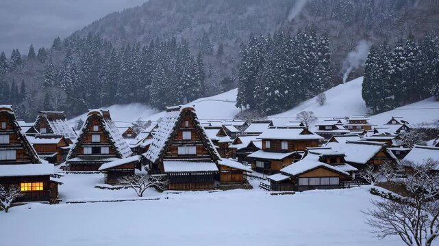 Shirakawa-go in Winter: A Traditional Japanese Village Covered in Snow