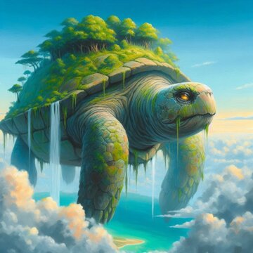 Colossal Turtle with a Living Shell