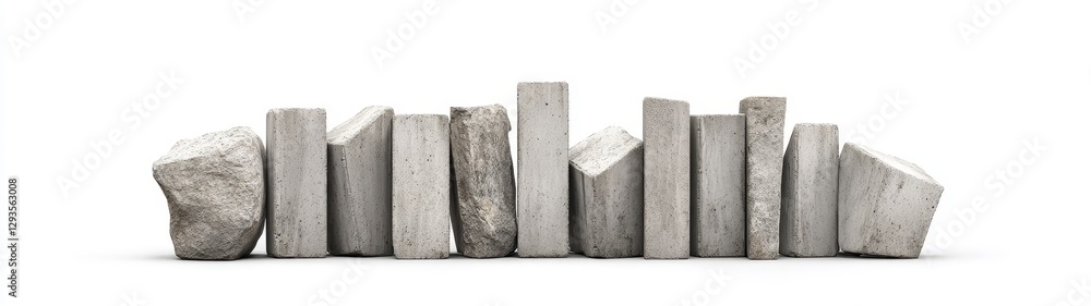 Poster abstract stacked concrete shapes on white background for design use