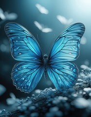 High-Tech Aesthetic, Futuristic Abstract Biotech Butterfly. Tech and AI branding, futuristic environmental campaigns, luxury digital wallpapers, biotech company promotions, educational materials