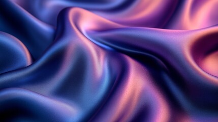Fototapeta premium Wavy silk fabric in blue and purple hues with soft sheen, close-up texture view. Elegant fabric design and luxury textile concept