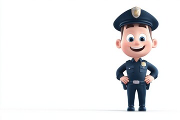 Cute cartoon police officer city street illustration urban environment front view confident occupation