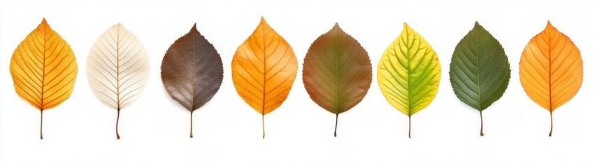 Single Leaves Displaying Seasonal Color Changes and Varieties